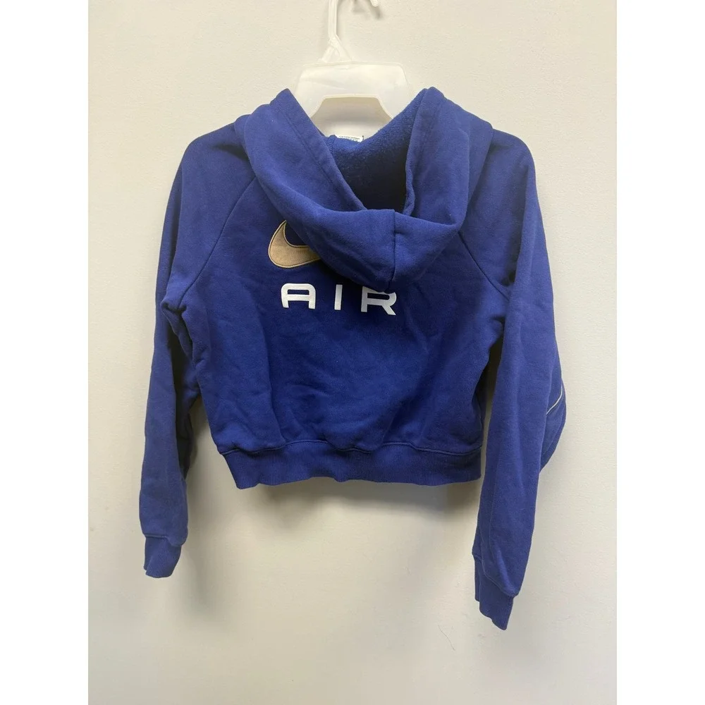 Nike Air Kids Royal Blue Cropped Pullover Hoodie Silver Swoosh Size Large L (8)